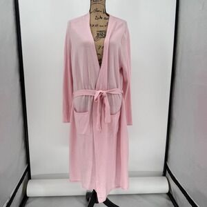 WoolOvers Cashmere Merino Luxe Dressing Gown Light Pink Belted Robe XL NWT